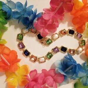 Women's Multicolor Choker Semi-Precious CZ Stones
